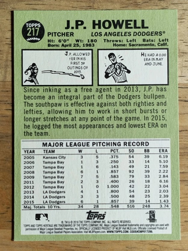 2016 Topps Heritage #217 J.P. Howell