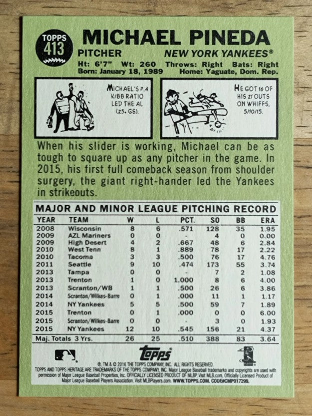 2016 Topps Heritage #413 Michael Pineda
