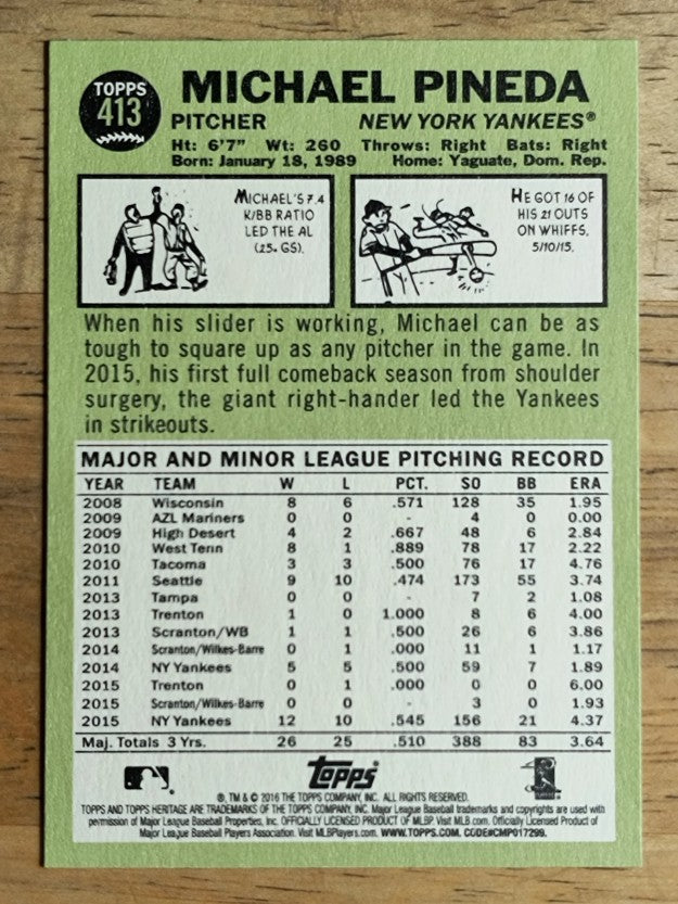 2016 Topps Heritage #413 Michael Pineda