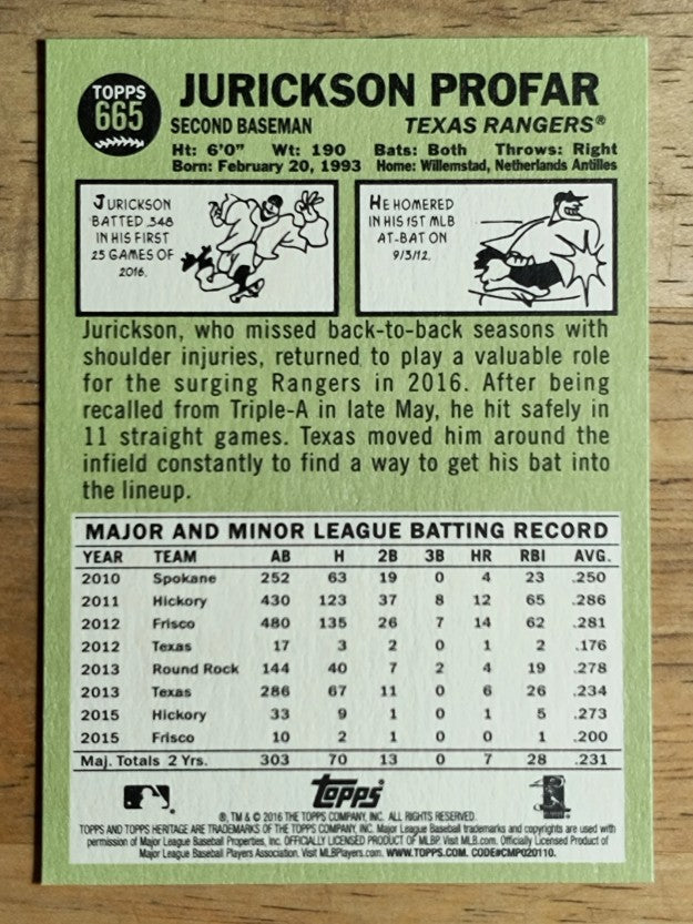 2016 Topps Heritage #665 Jurickson Profar