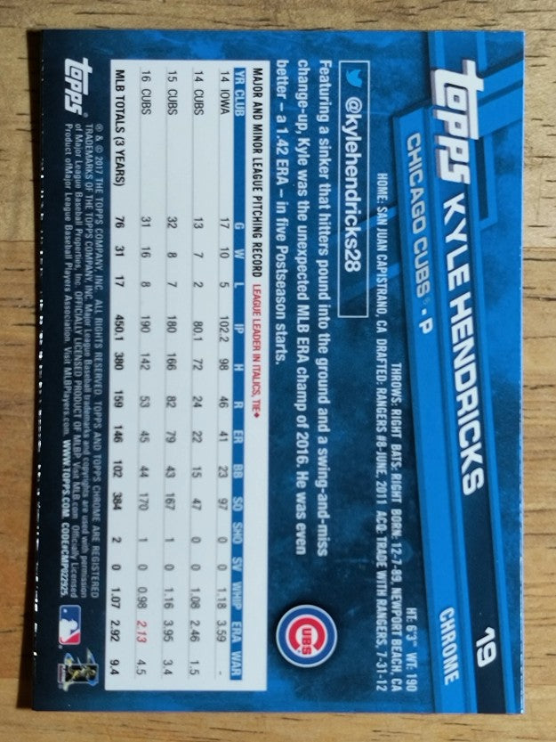 2017 Topps Chrome #19 Kyle Hendricks