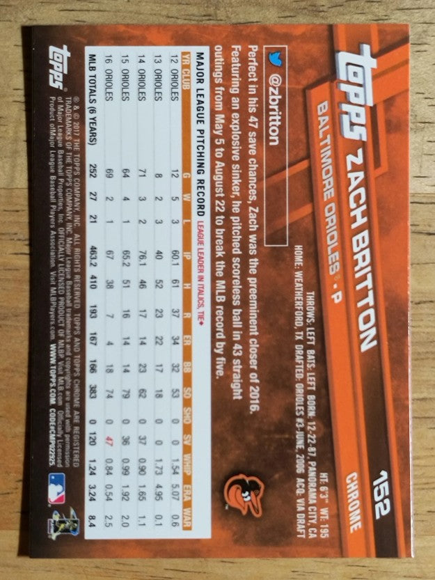 2017 Topps Chrome #152 Zach Britton