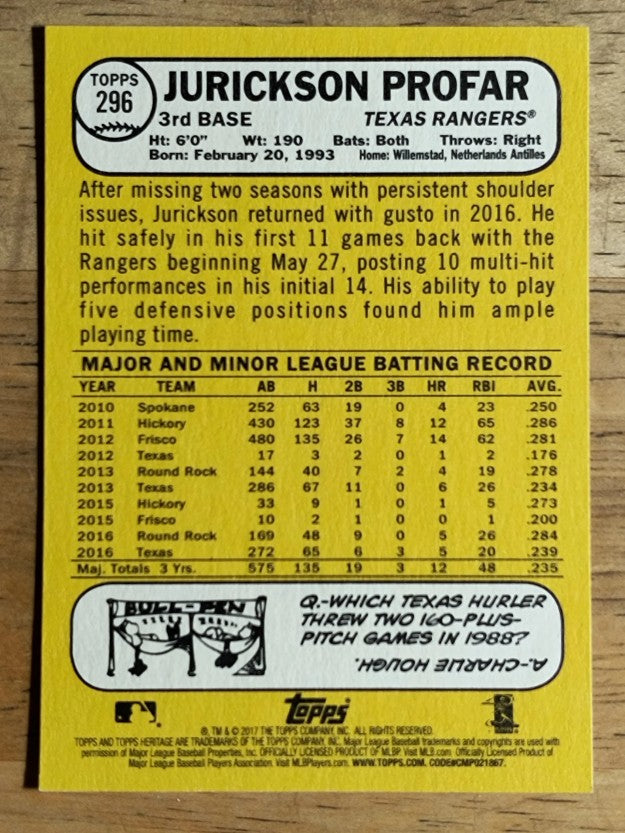 2017 Topps Heritage #296 Jurickson Profar