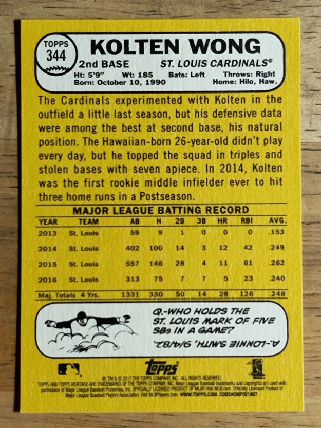 2017 Topps Heritage #344 Kolten Wong