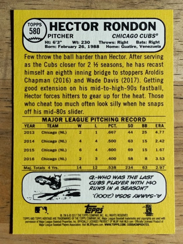 2017 Topps Heritage #580 Hector Rondon