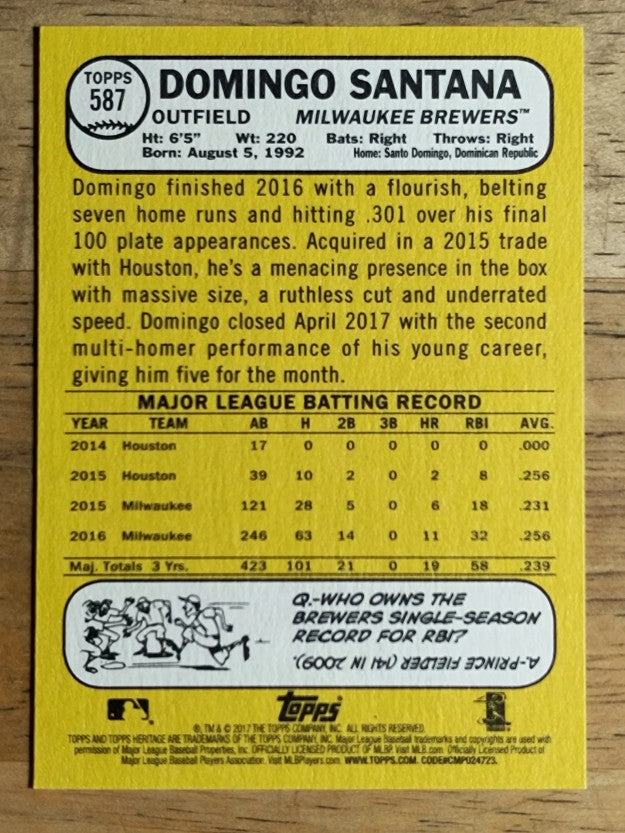 2017 Topps Heritage #587A Domingo Santana