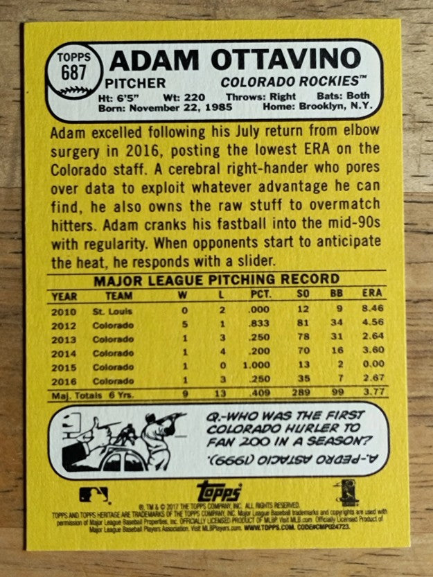 2017 Topps Heritage #687 Adam Ottavino