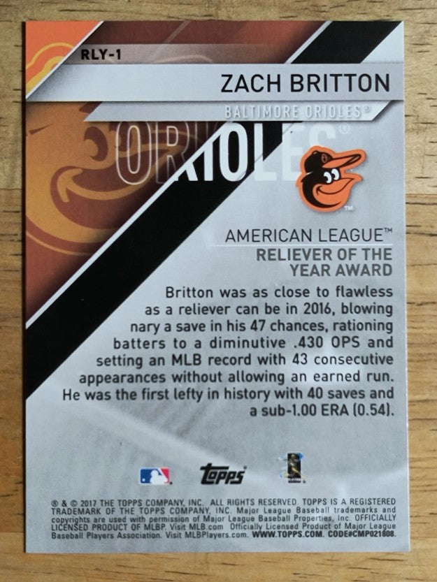 2017 Topps MLB Awards #RLY1 Zach Britton