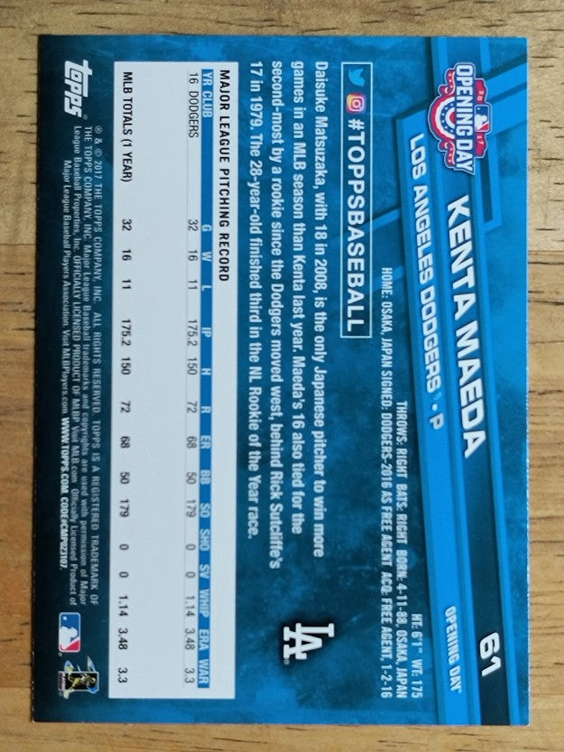 2017 Topps Opening Day #61 Kenta Maeda