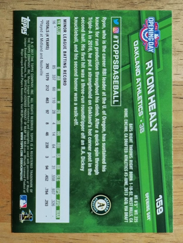 2017 Topps Opening Day #159 Ryon Healy RC