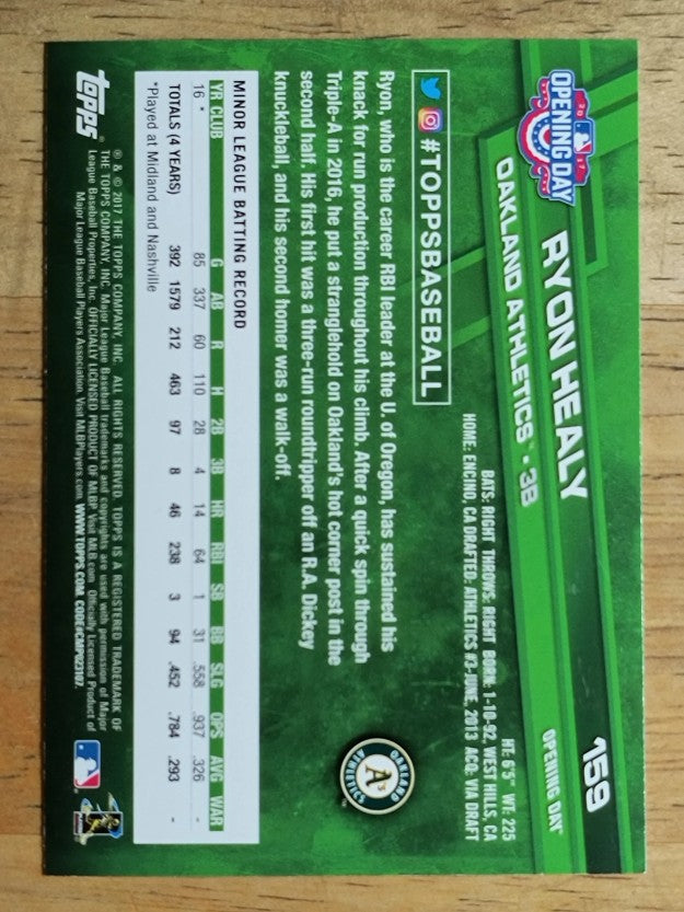 2017 Topps Opening Day #159 Ryon Healy RC