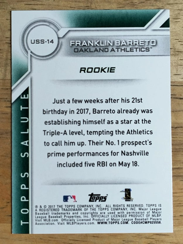 2017 Topps Update Salute #USS14 Franklin Barreto