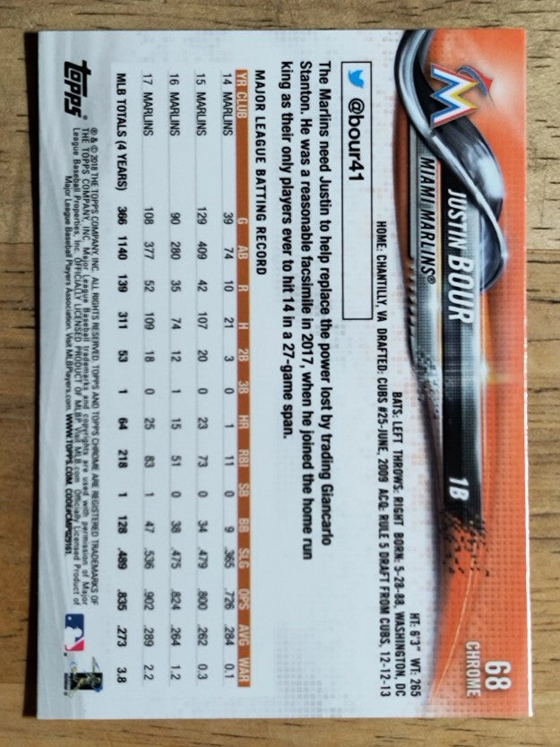 2018 Topps Chrome #68 Justin Bour