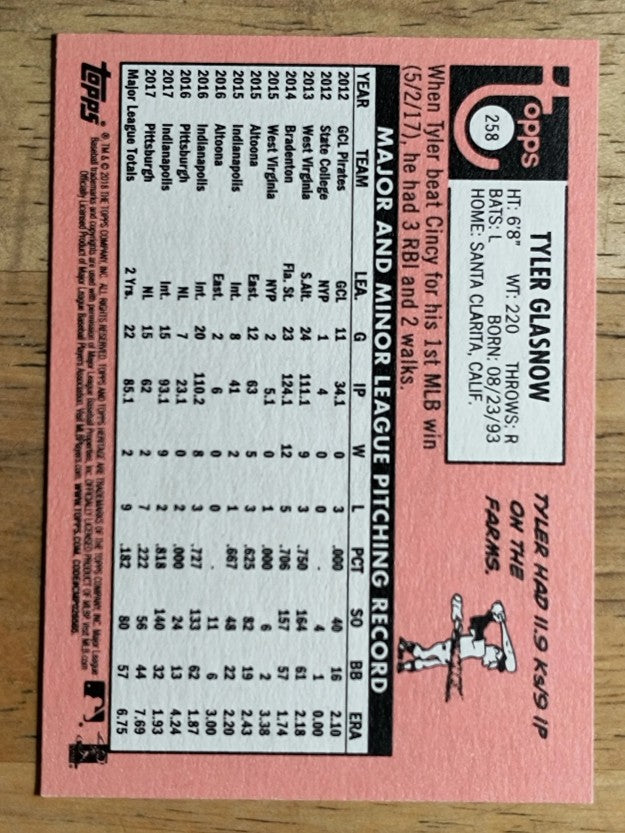 2018 Topps Heritage #258 Tyler Glasnow