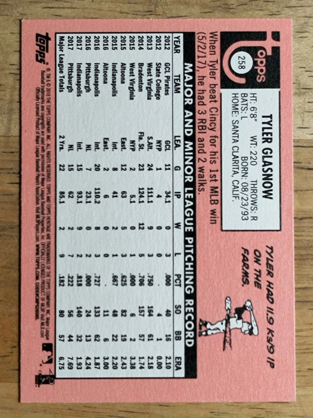 2018 Topps Heritage #258 Tyler Glasnow