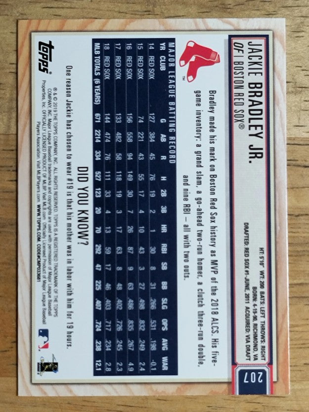 2019 Topps Big League #207 Jackie Bradley Jr.