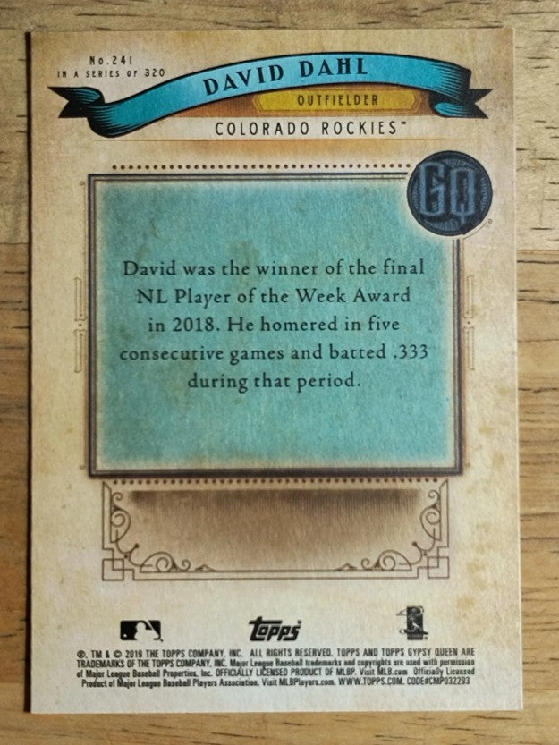 2019 Topps Gypsy Queen #241 David Dahl