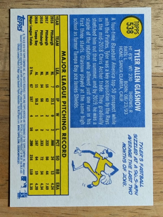 2019 Topps Heritage #538 Tyler Glasnow