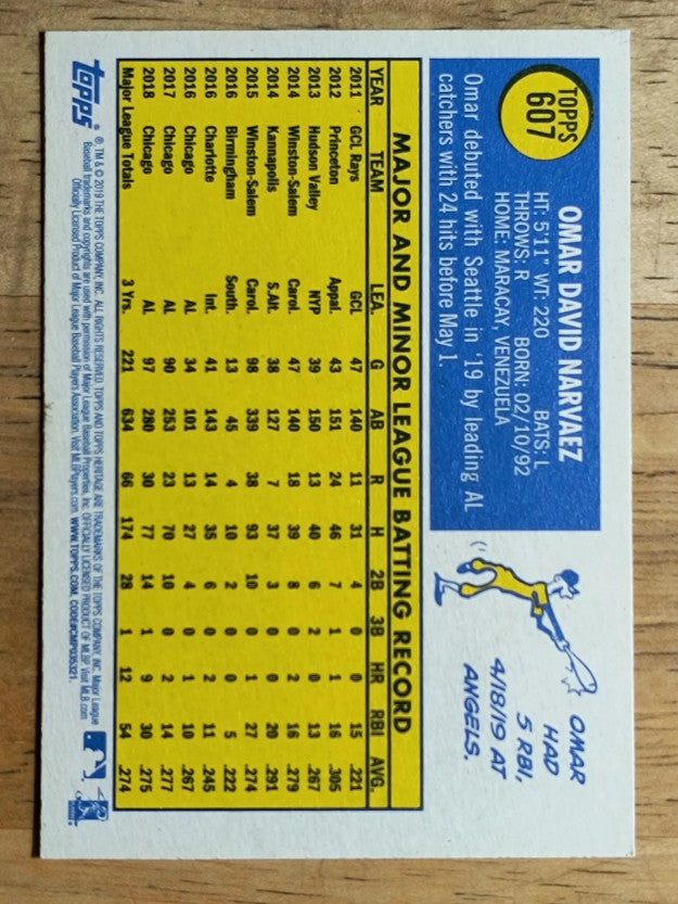 2019 Topps Heritage #607 Omar Narvaez