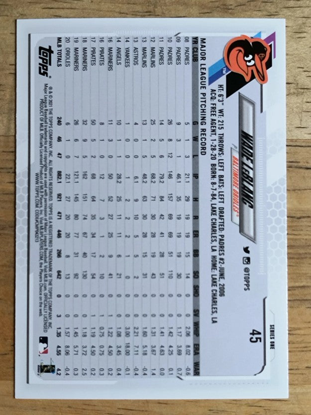 2021 Topps #45 Wade LeBlanc