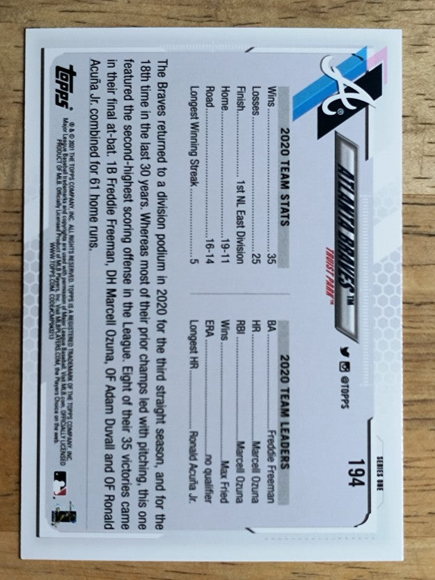2021 Topps #194 Atlanta Braves TC
