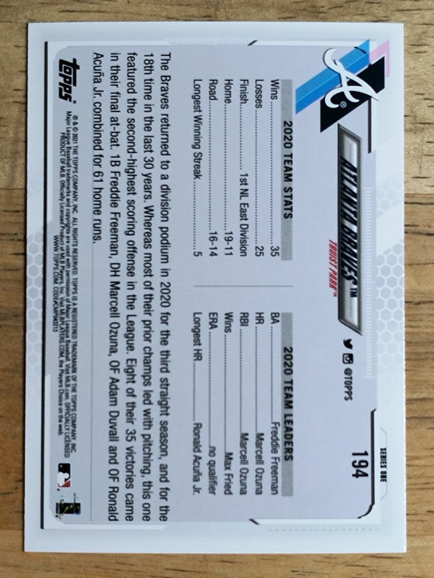 2021 Topps #194 Atlanta Braves TC