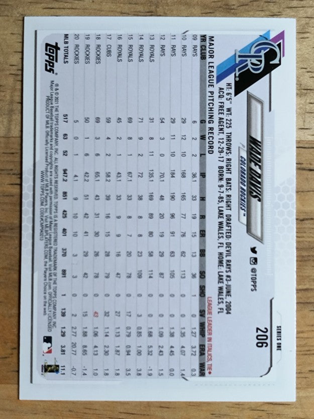 2021 Topps #206 Wade Davis