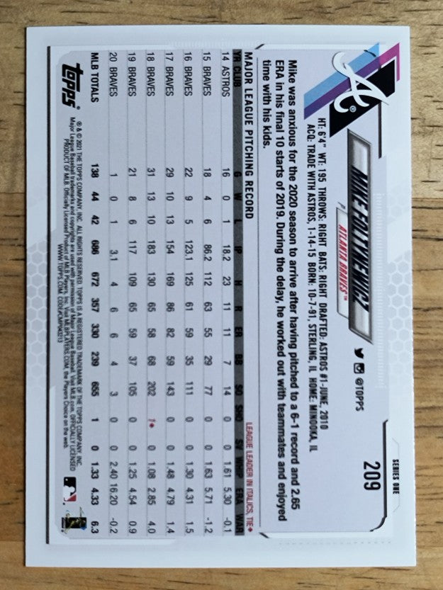2021 Topps #209 Mike Foltynewicz