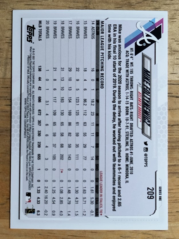2021 Topps #209 Mike Foltynewicz