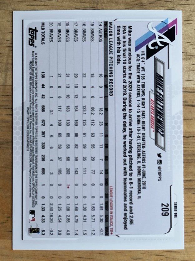 2021 Topps #209 Mike Foltynewicz