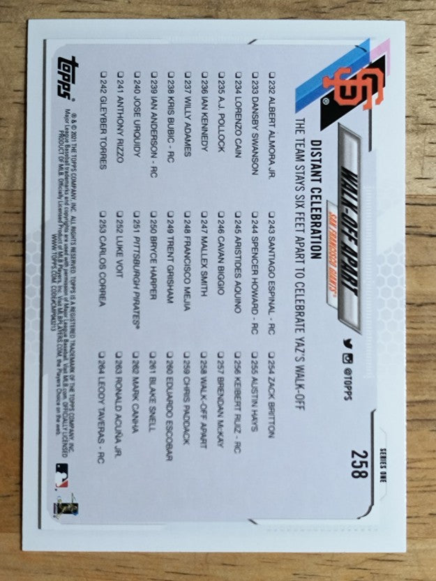 2021 Topps #258 Walk-Off Apart/Mike Yastrzemski