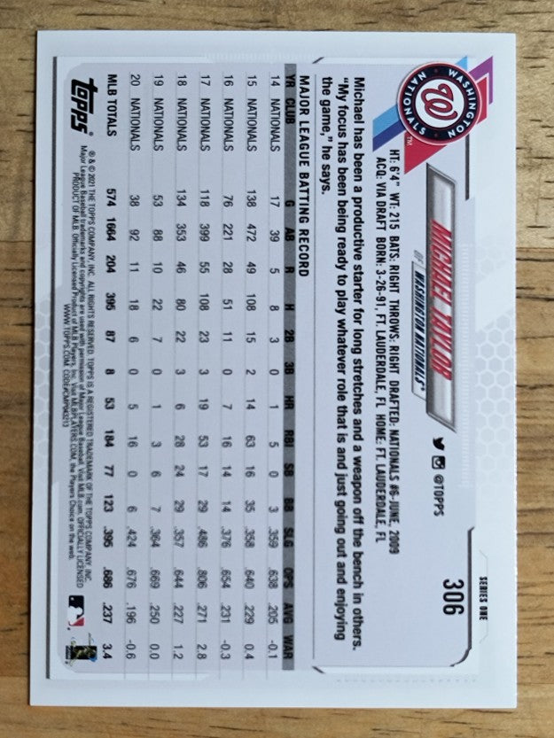 2021 Topps #306 Michael Taylor