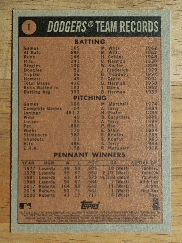 2021 Topps Heritage #1 World Champions