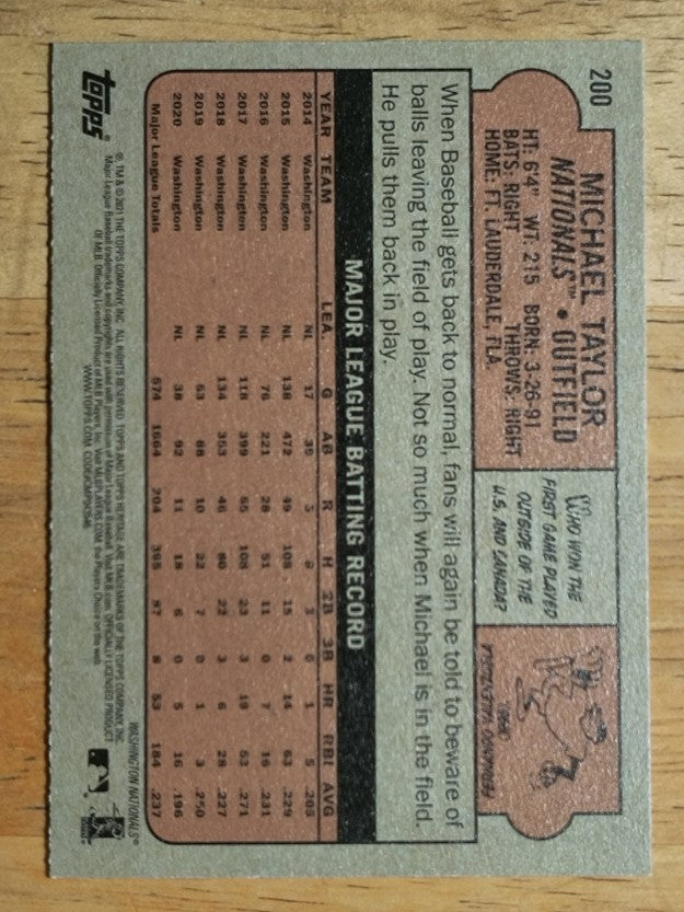 2021 Topps Heritage #200 Michael Taylor
