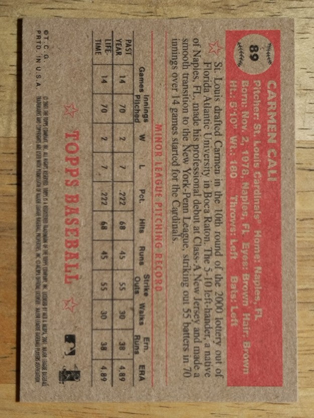 2001 Topps Heritage #89 Carmen Cali RC