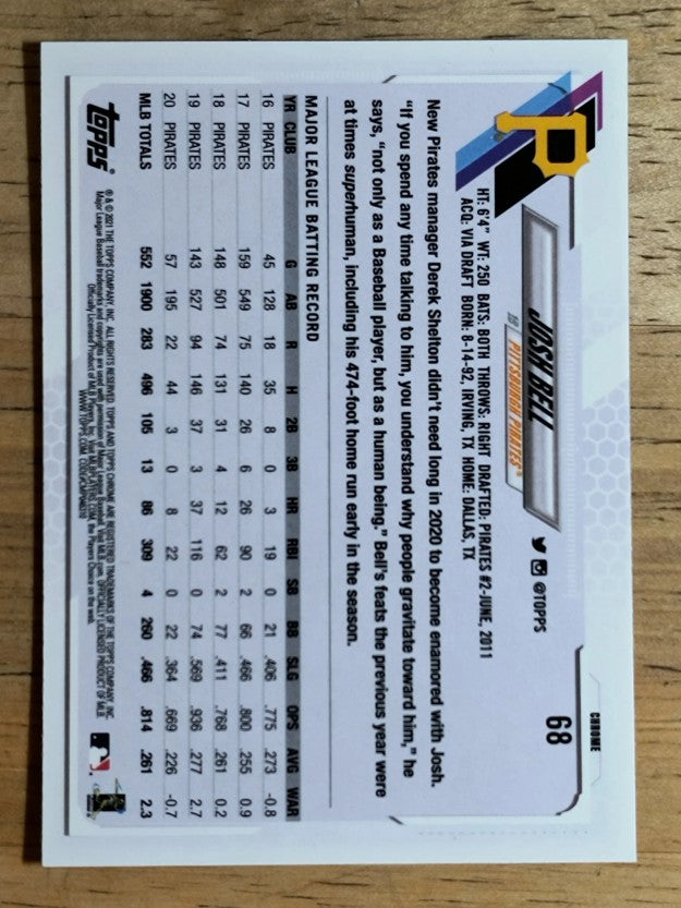 2021 Topps Chrome #68 Josh Bell