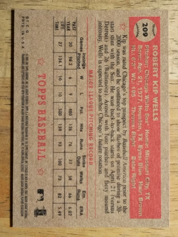 2001 Topps Heritage #209 Kip Wells