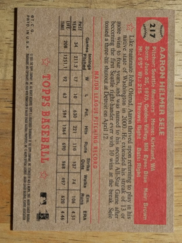 2001 Topps Heritage #217 Aaron Sele