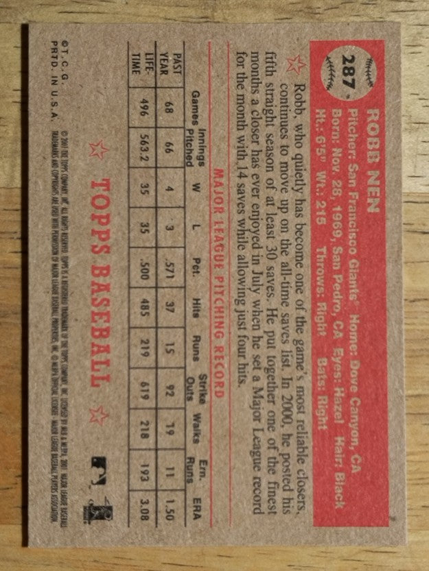 2001 Topps Heritage #287 Robb Nen