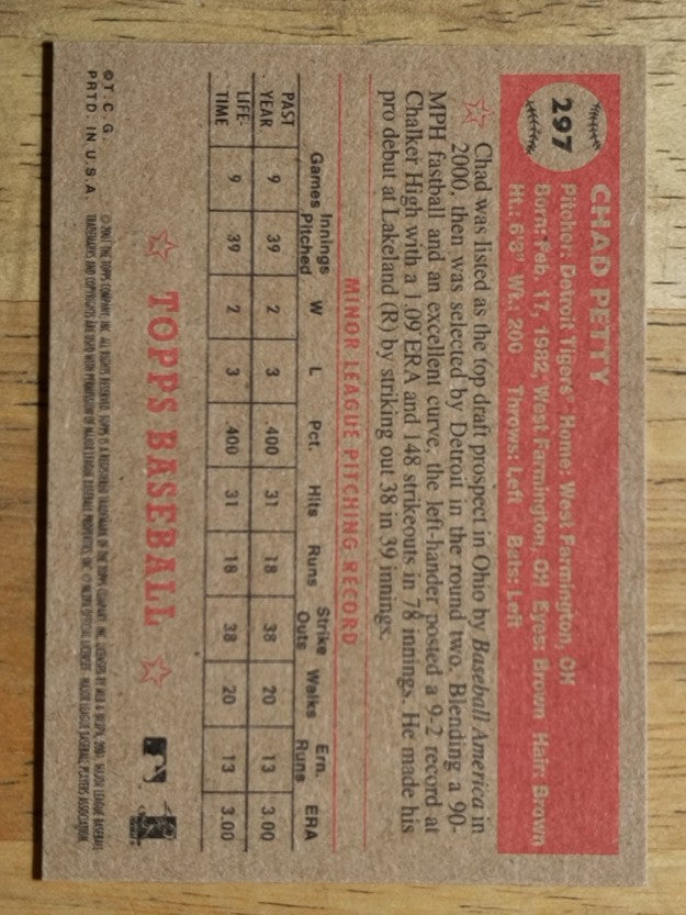 2001 Topps Heritage #297 Chad Petty RC