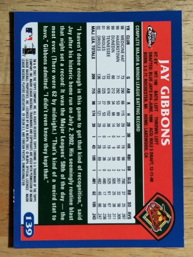 2003 Topps Chrome #139 Jay Gibbons