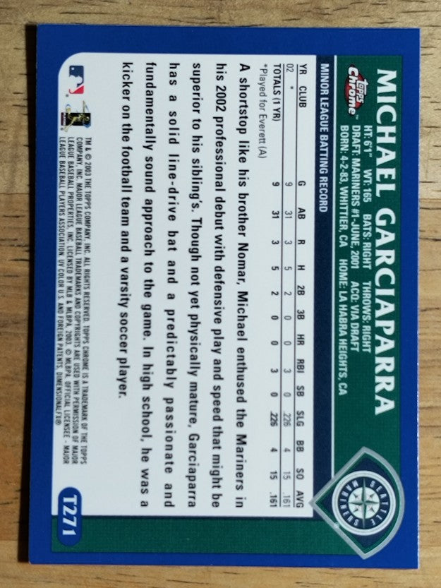 2003 Topps Chrome Traded #T271 Michael Garciaparra FY RC