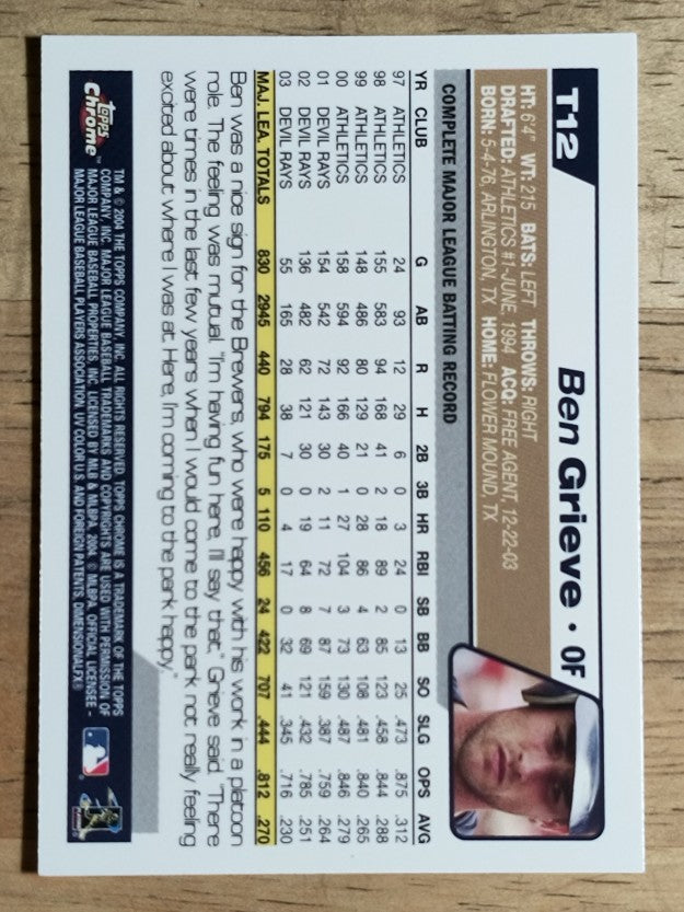 2004 Topps Chrome Traded #T12 Ben Grieve