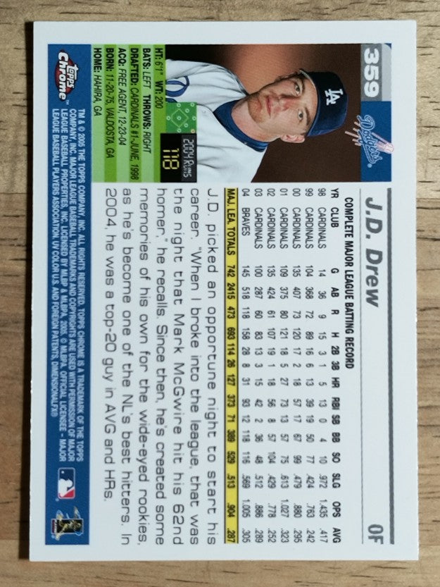 2005 Topps Chrome #359 J.D. Drew