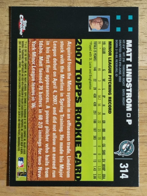 2007 Topps Chrome #314 Matt Lindstrom