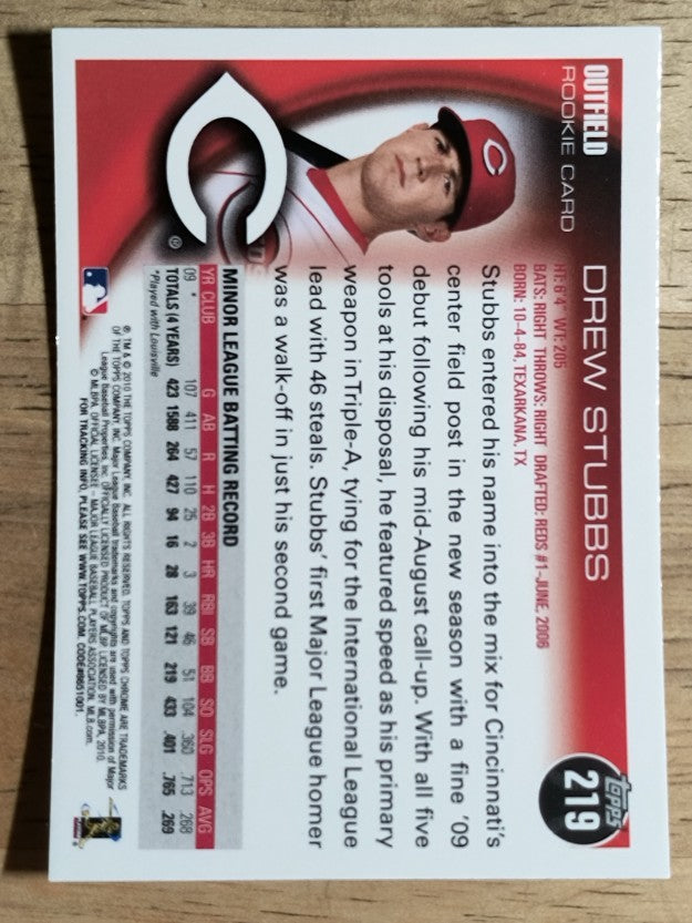 2010 Topps Chrome #219 Drew Stubbs RC