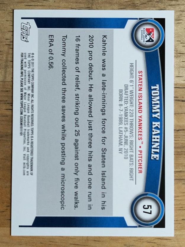 2011 Topps Pro Debut #57 Tommy Kahnle