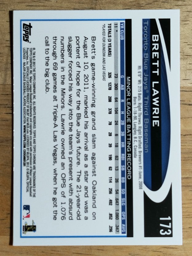 2012 Topps Chrome #173A Brett Lawrie RC