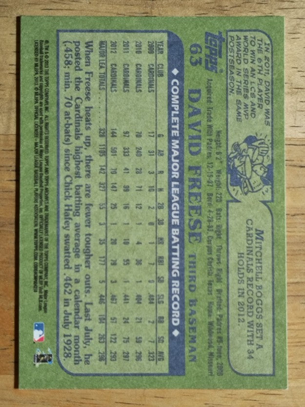 2013 Topps Archives #63 David Freese