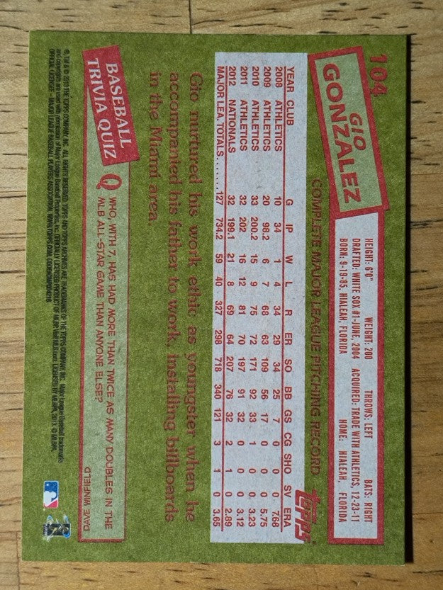 2013 Topps Archives #104 Gio Gonzalez